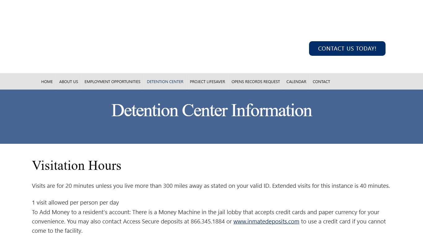 Detention Center Information DeWitt County Sheriff's Office Cuero, TX