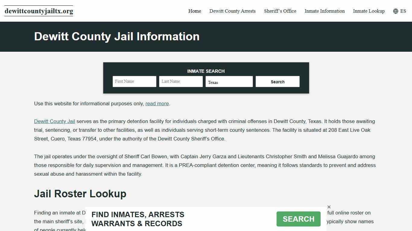 Dewitt County, TX Jail Roster, Inmate Info
